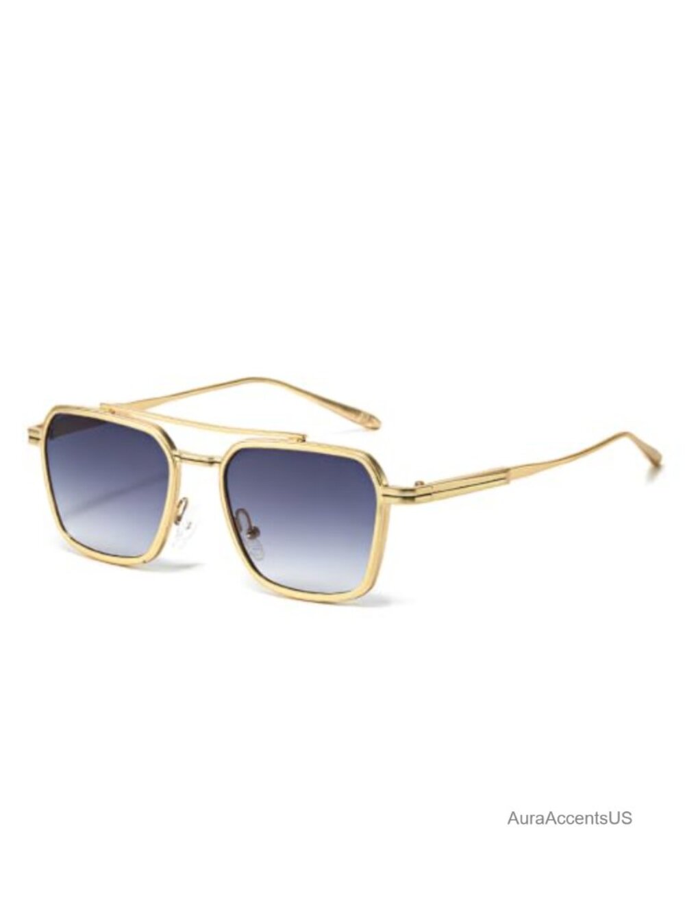 Retro Square Aviator Sunglasses Oversized Gold Metal Frame